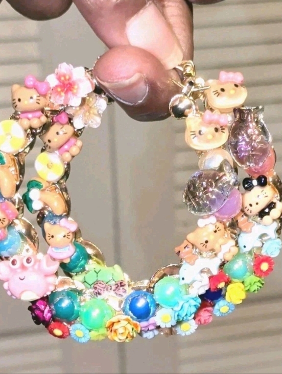 Hand Crafted Jewelry - Kitty Under The Sea Hand Crafted Large Hoop Earring